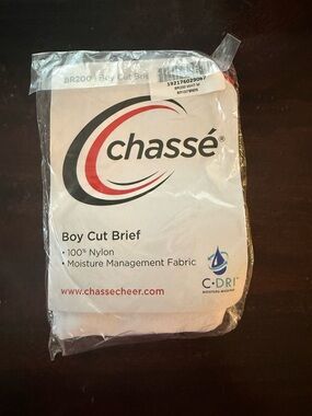 NWT Chasse' Cheerleading Adult Women’s White Boy-Cut Briefs, Size M